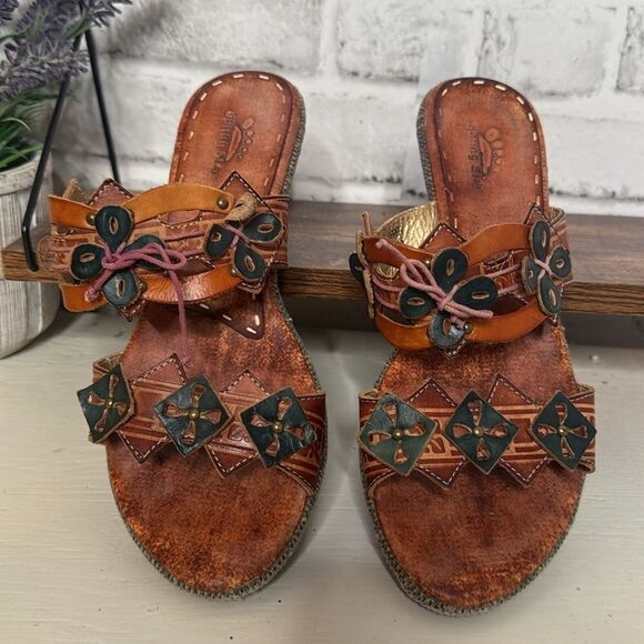 Spring Step Leather Savory Sandals Boho Hippie Size 38 7.5 8 - Picture 5 of 11